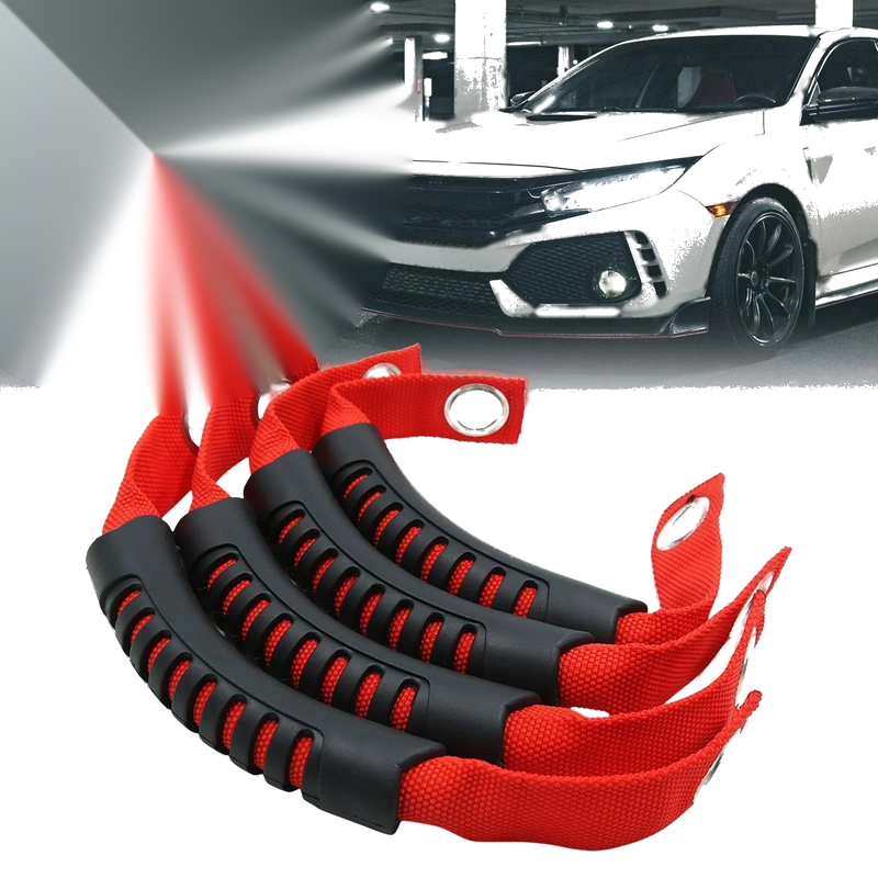 Jeep Wrangler 4pcs Red Rear Seat Grab Handle Grip (2007-2018)