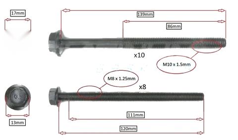 MAZDA BT50 BT-50 XT 2.2L P4AT DURATEC CYLINDER HEAD BOLT SET (2011–2015)
