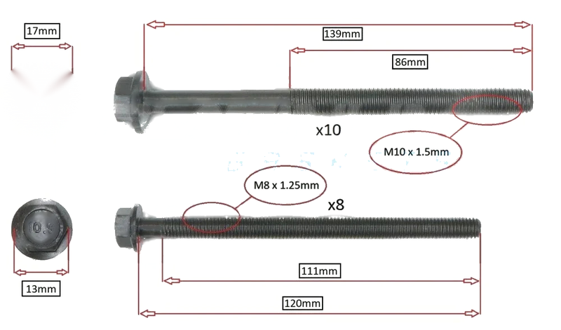 MAZDA BT50 BT-50 XT 2.2L P4AT DURATEC CYLINDER HEAD BOLT SET (2011–2015)