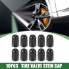 Car Motorcycles 17mm Plastic Black Tire Valve Stem Caps 10pcs
