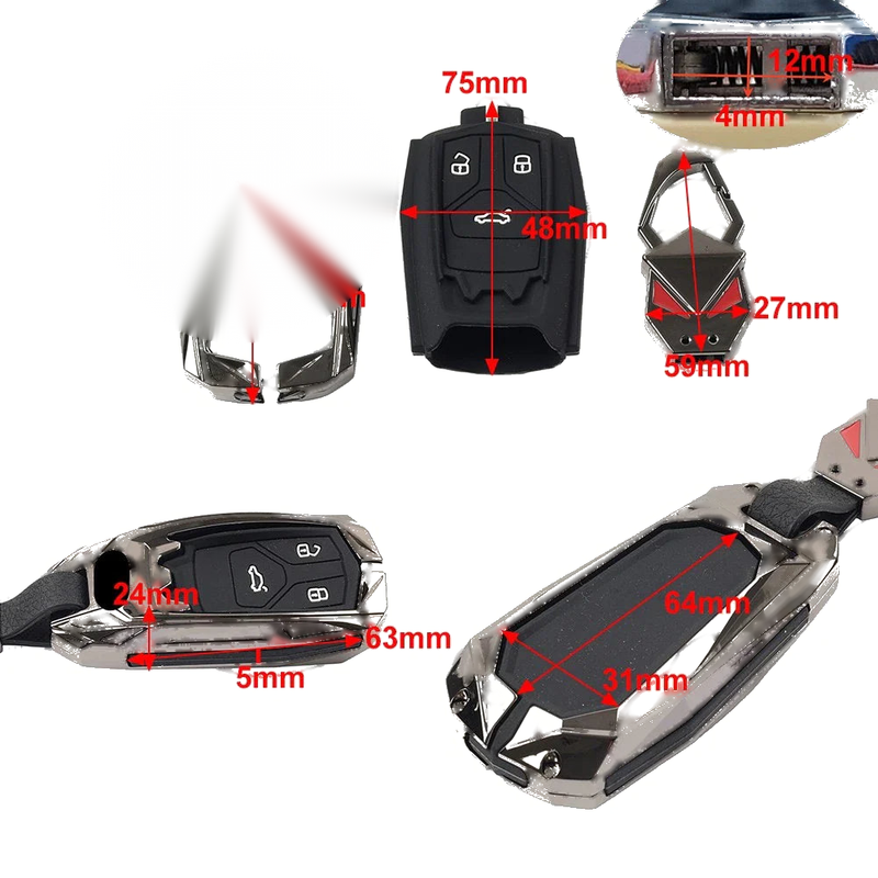Audi S5 Sportback Silver 3-Button Smart Remote Key Fob Cover (2018-2019)