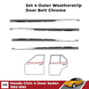Weatherstrip Door Belt Chrome Set 4 Fits Honda Civic EG 4D Sedan 1992-95 D06