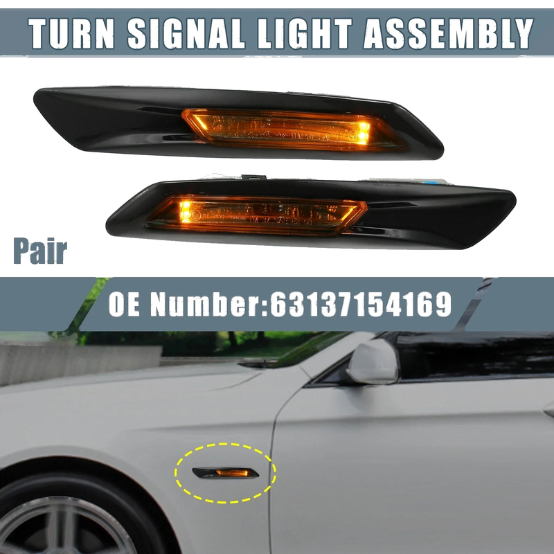 BMW 528i 535i 550i F10 Side Marker Turn Signal Amber Light (2010-2016)