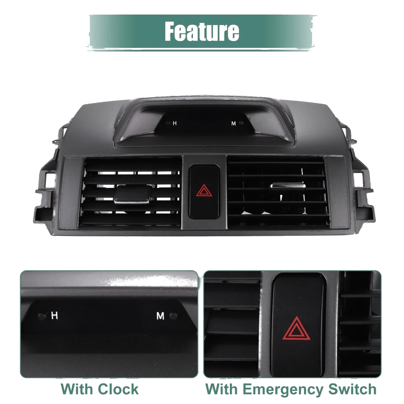 Toyota Corolla (2009-2013) Gray A/C Air Vent Outlet Panel with Clock