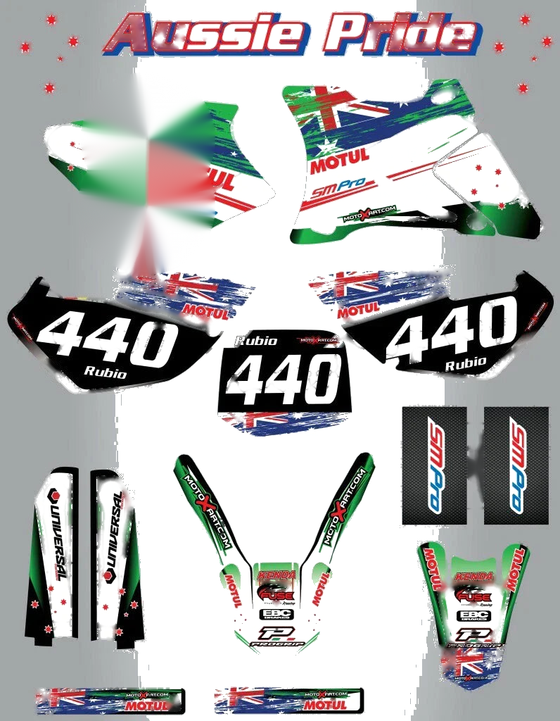 Kawasaki KX 100 Custom Graphic Kit - Aussie Pride (1998-2000)
