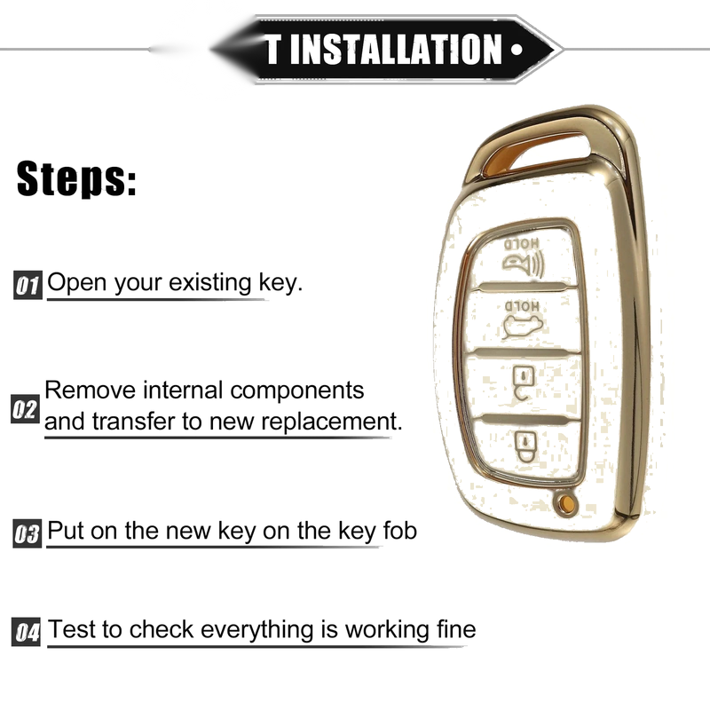 Hyundai Elantra Sonata TPU White 4 x Button Remote Keyless Key Fob Cover
