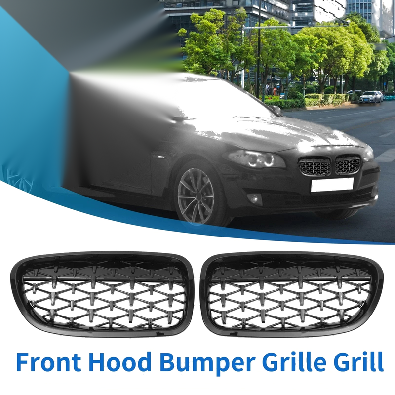 BMW 528i 535i 550i xDrive Black 1 Pair Front Hood Bumper Grille