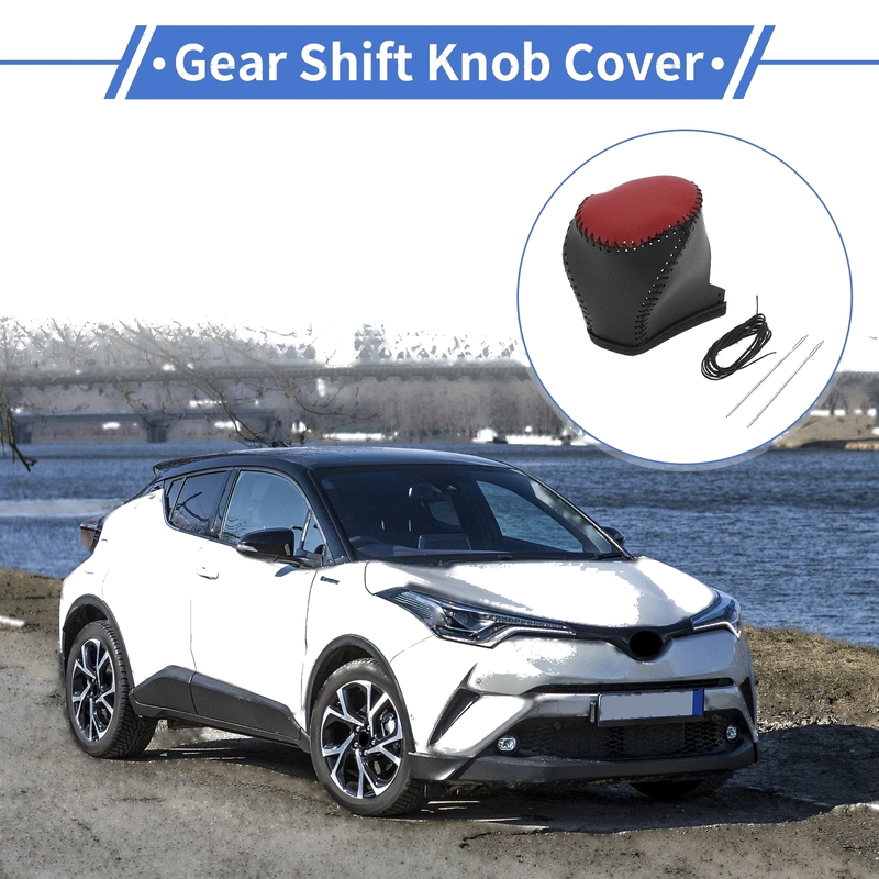 Toyota CH-R (2017-2021) Black Red Faux Leather Car Gear Shift Knob Cover