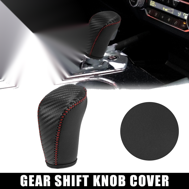 Nissan Faux Leather Carbon Fiber Black Gear Shift Knob Cover