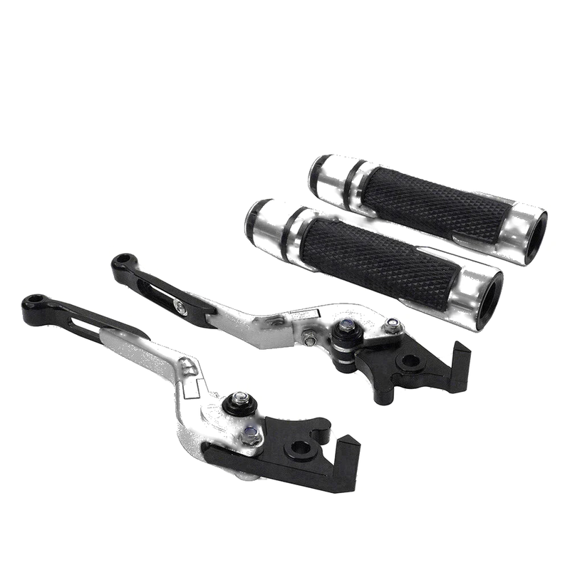 Yamaha TMAX 500 530 Silver Extendable Brake Clutch Levers Grip Set