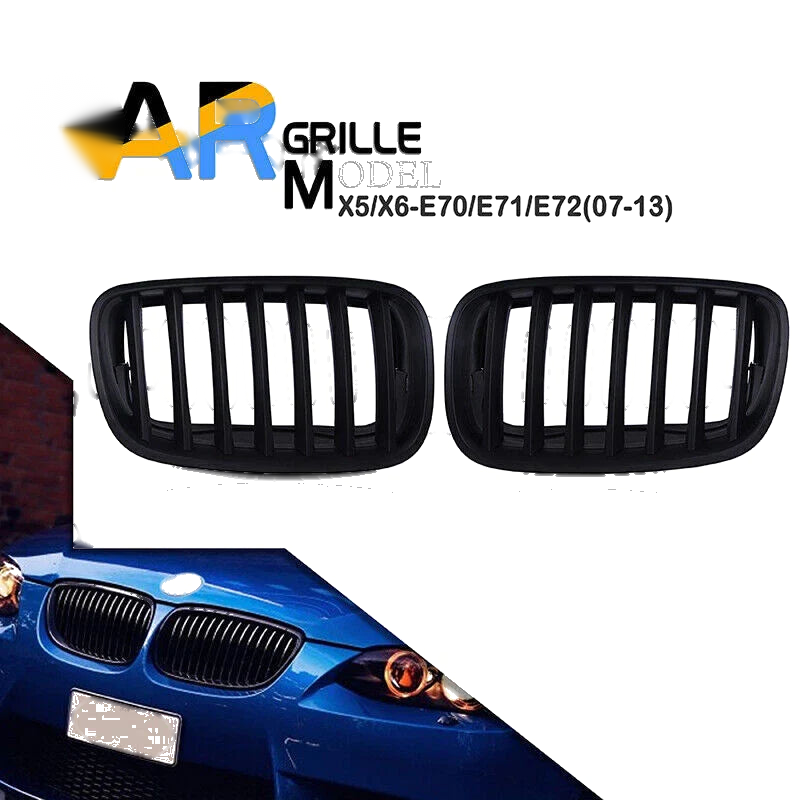 BMW E70 X5 E71 X6 Matte Black Front Grille Kidney Cover (2007-2013)