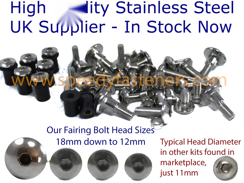 Yamaha TZR 250 3MA Stainless Fairing & Windscreen Bolt Groove (1989–1997)