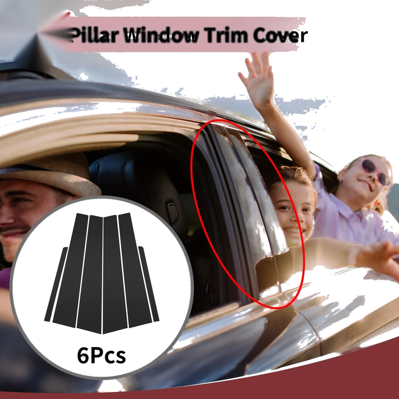 KIA Rio (2006-2011) Black 6 Pcs Door Pillar Window Trim
