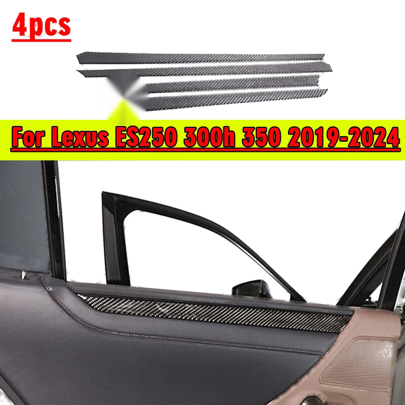 Lexus ES 4x Real Carbon Fiber Door Strip Sticker Cover (2019–2024)