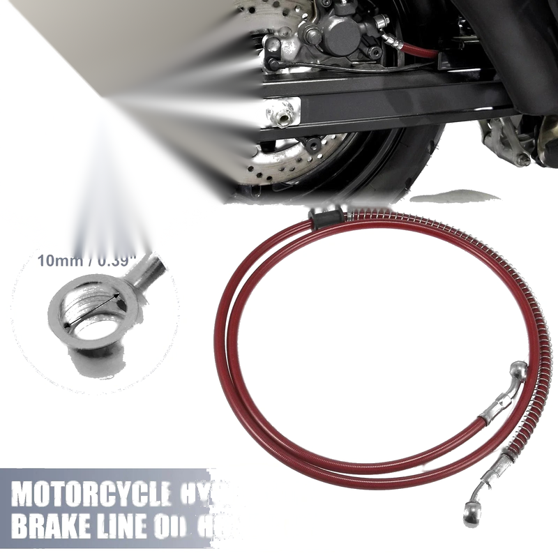55.12" 10mm Motorcycle Hydraulic Brake Line Stainless Steel Red