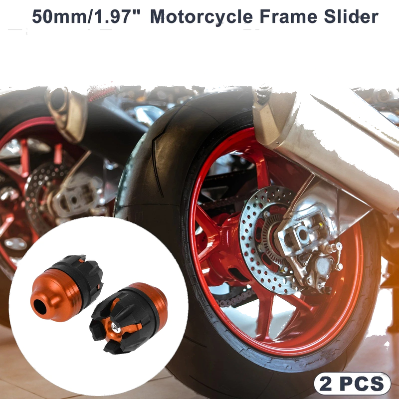 Make Model 2 x 14mm Aluminum Alloy Plastic Motorcycle Slider Frame Orange