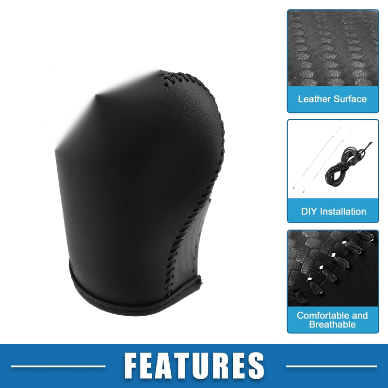 Jeep Gear Shifting Knob Cover PU Leather Carbon Fiber Black