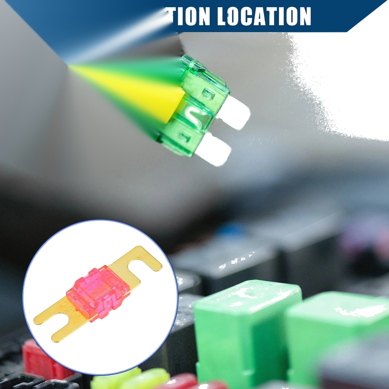 Car, Motorcycle, Boat - Gold Tone, Pink 5 x Mini ANL 200A Fuses