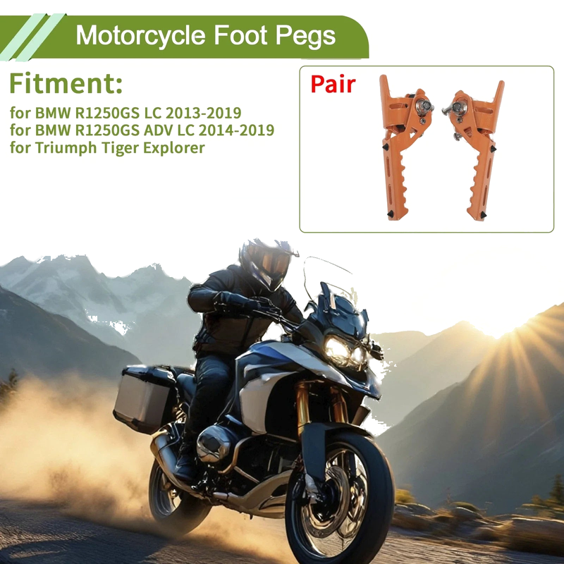 BMW R1250GS LC Foot Pegs Orange Front 1 pair (2013–2019)