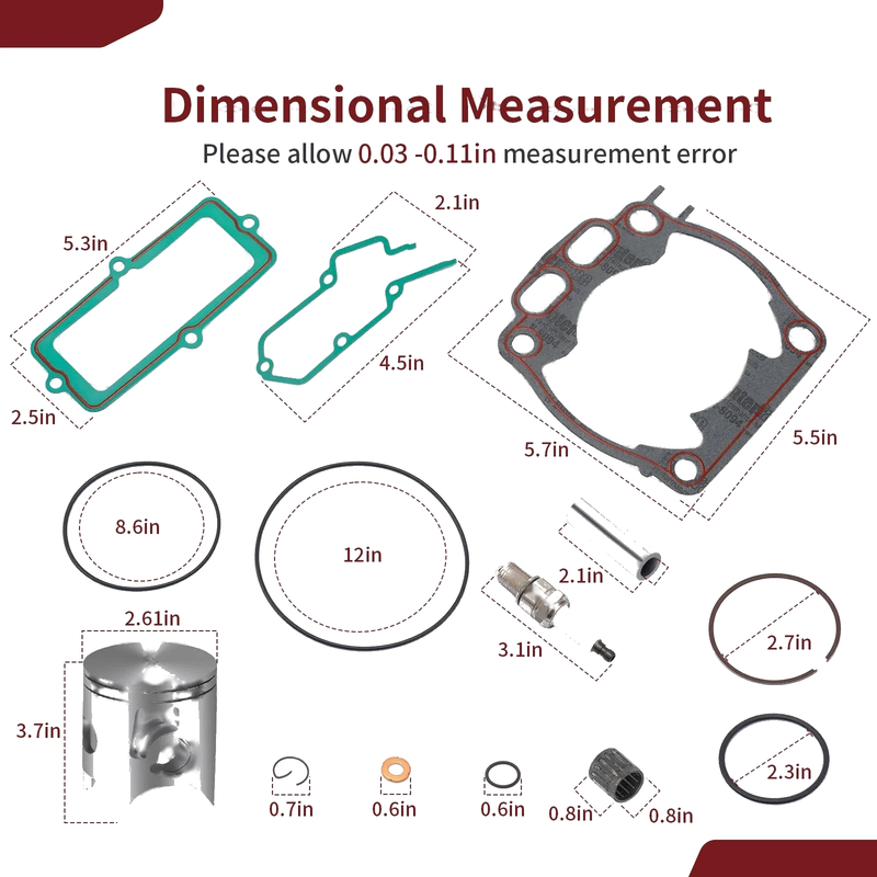 Yamaha YZ250 66.4mm Piston w/ Rings Gasket Kit (2005–2024)