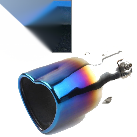 Car Blue Stainless Steel Heart Shaped Exhaust Pipe Tail Muffler Tip
