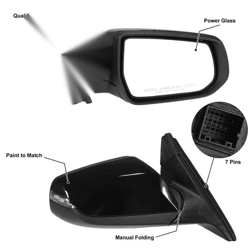 Chevrolet Malibu Hybrid Right Side Exterior Door Mirror Assembly Black