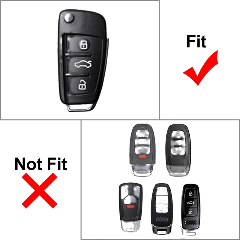 Audi A8 Quattro Silver 3-Button Key Fob Case Shell Cover (2006-2010)