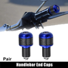 Motorcycle 1 Pair Blue Carbon Fiber Pattern Handlebar Ends Plug Cap