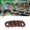 Oil Seal 5 Pcs 25x43x10mm Seal Ring Rotary Shaft FKM Rubber Brown