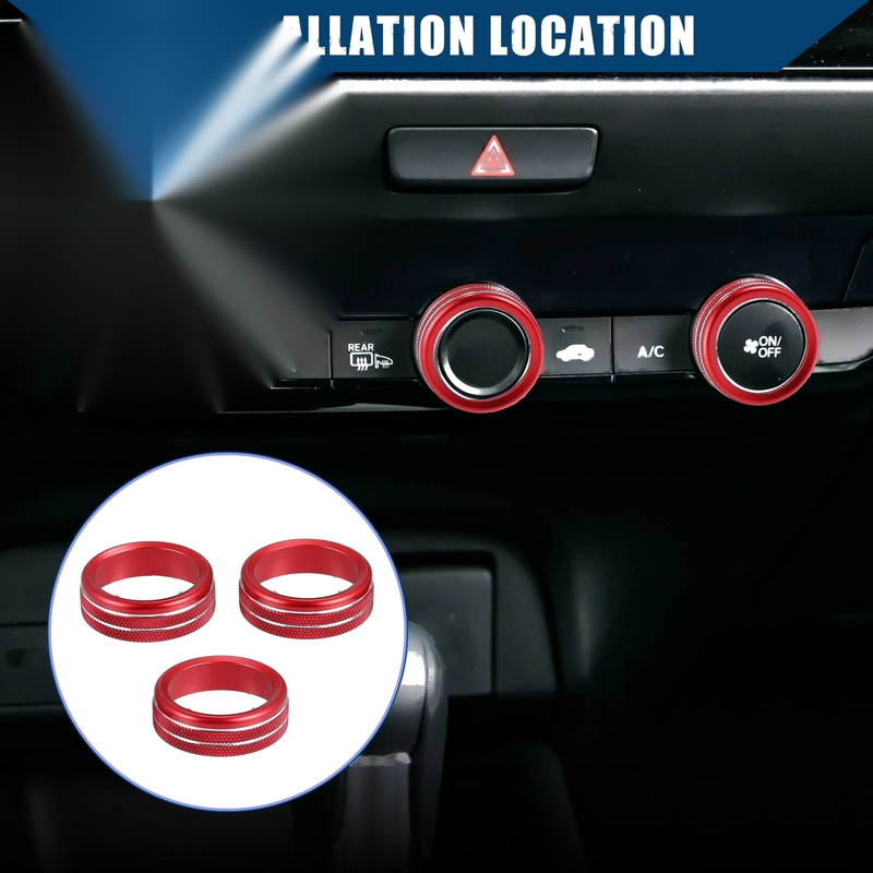 Honda Fit (2020-2023) Red AC Control Switch Knob Cover 3 x