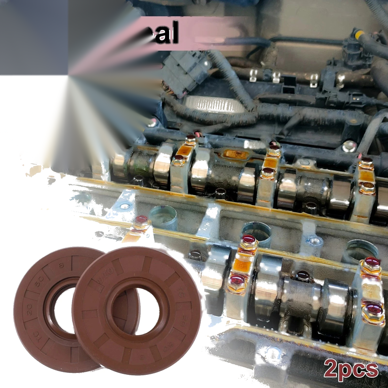 Oil Seal 20x50x8mm Rotary Shaft Seal FKM Brown 2 Pcs