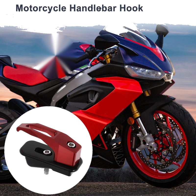 Square Aluminum Alloy Motorcycle Hanging Hook 1 Set Red 78mm