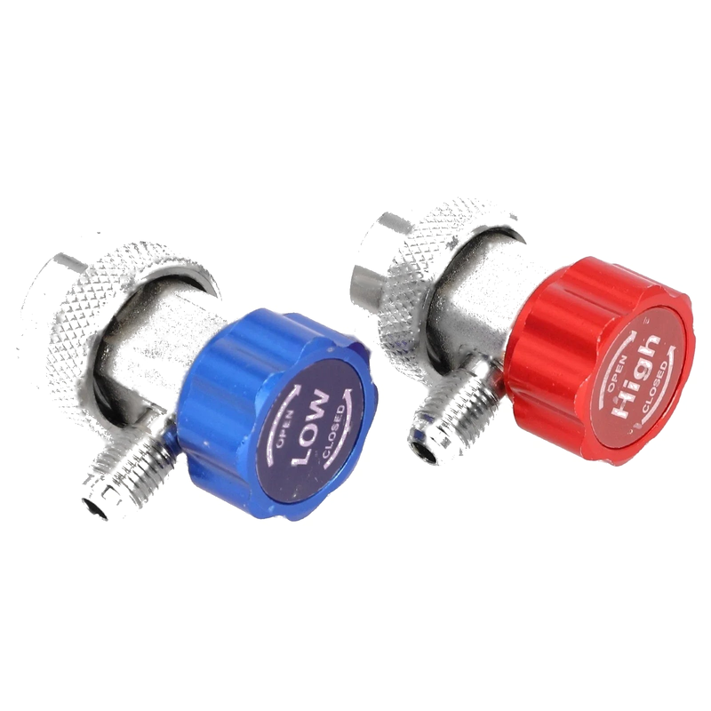 A / C R134A 2 x Quick Coupler Adapter Valve Manifold Connector 1/4" High/Low