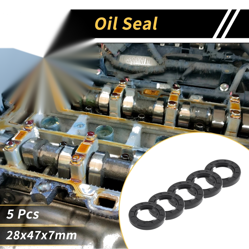 Make Model Oil Seal 28x47x7mm Black 5 x Seal Ring Rotary Shaft NBR Rubber
