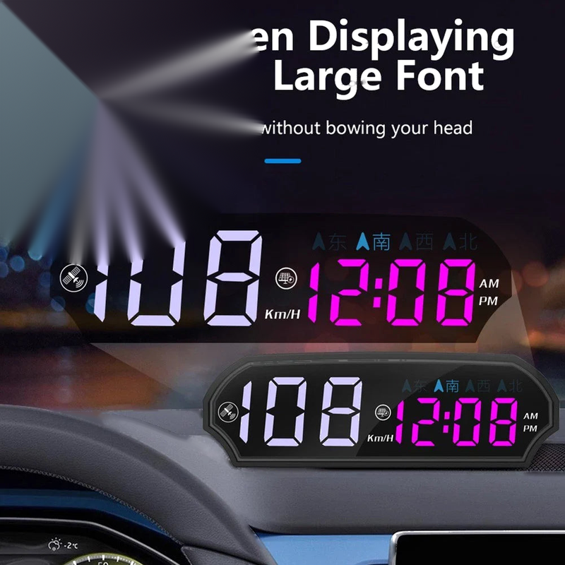 GPS Solar Head Up Display Car Speedometer with Light Sensing Color Screen