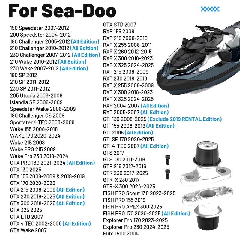 Sea-Doo GTI / GTR / GTS / RXP / RXT / GTX Watercraft Engine Motor Mounts