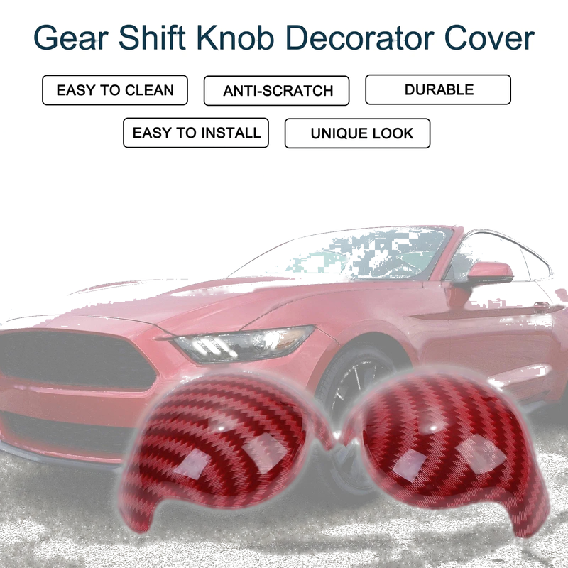 Ford Mustang 2015-2023 Carbon Fiber Red 1 Set Gear Shift Knob Cover