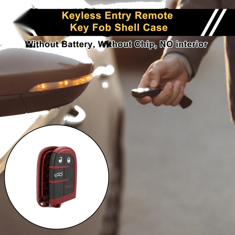 Dodge Charger Black Red Key fob Shell Case 4 Button