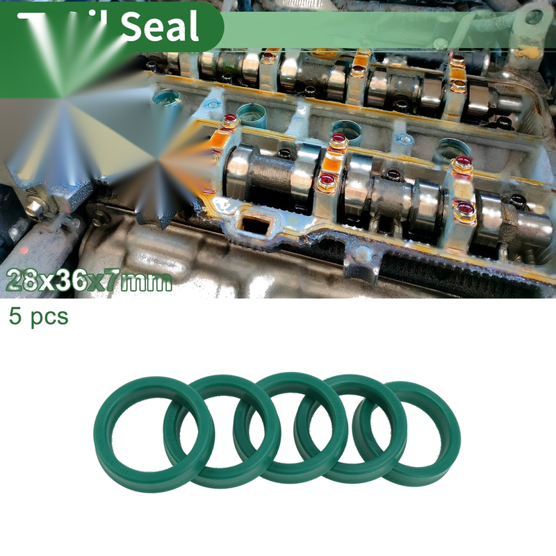 Oil Seal Rotary Shaft Seal TPU 28x36x7mm Green High Pressure 5 Pcs
