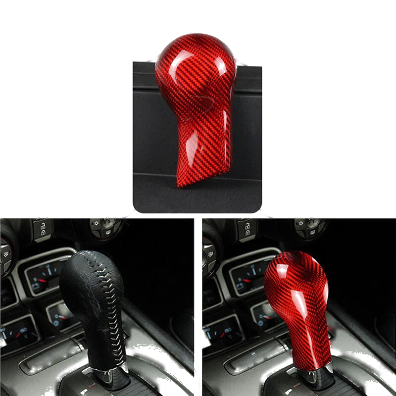 Camaro 2010-2015 Red Real Carbon Fiber Gear Shift Head Cover Knob Trim fit