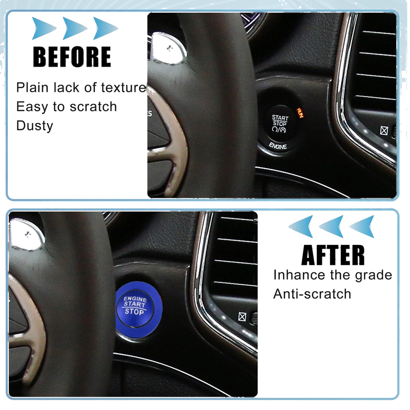 Jeep Cherokee, Dodge Blue Engine Start Stop Button Cover Trim (2014-2023)
