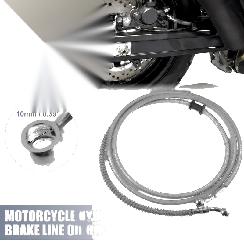 74.8" 10mm Motorcycle Hydraulic Brake Line Oil Hose Stainless Steel Silver Tone