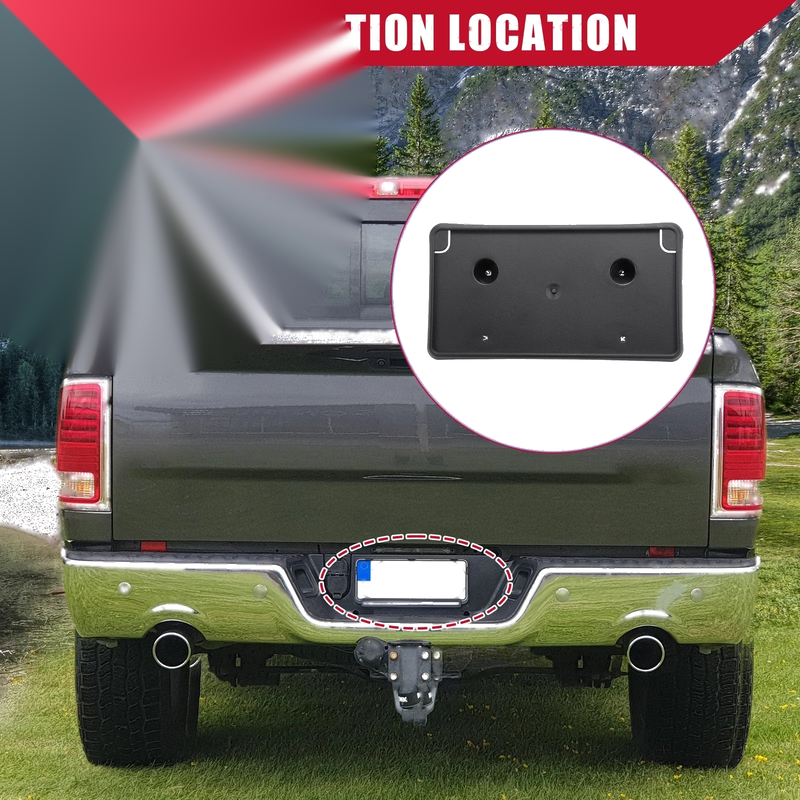 Dodge Ram Plastic Black License Plate Frame Bracket (2013-2022)