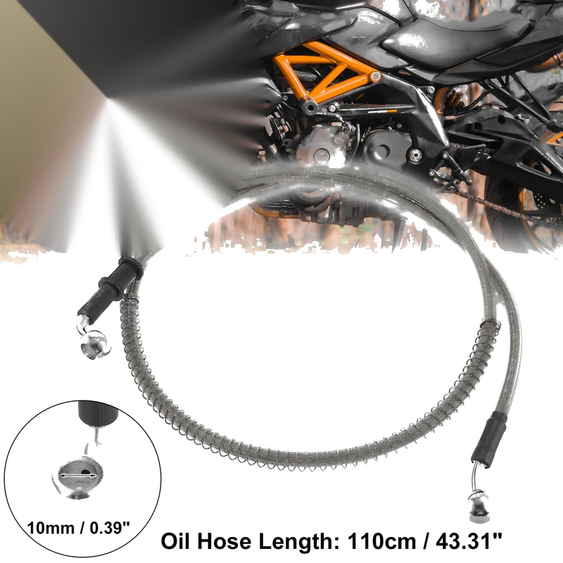Motorcycle Brake Clutch Oil Hose Line Pipe / 110cm / Hydraulic Silver Tone