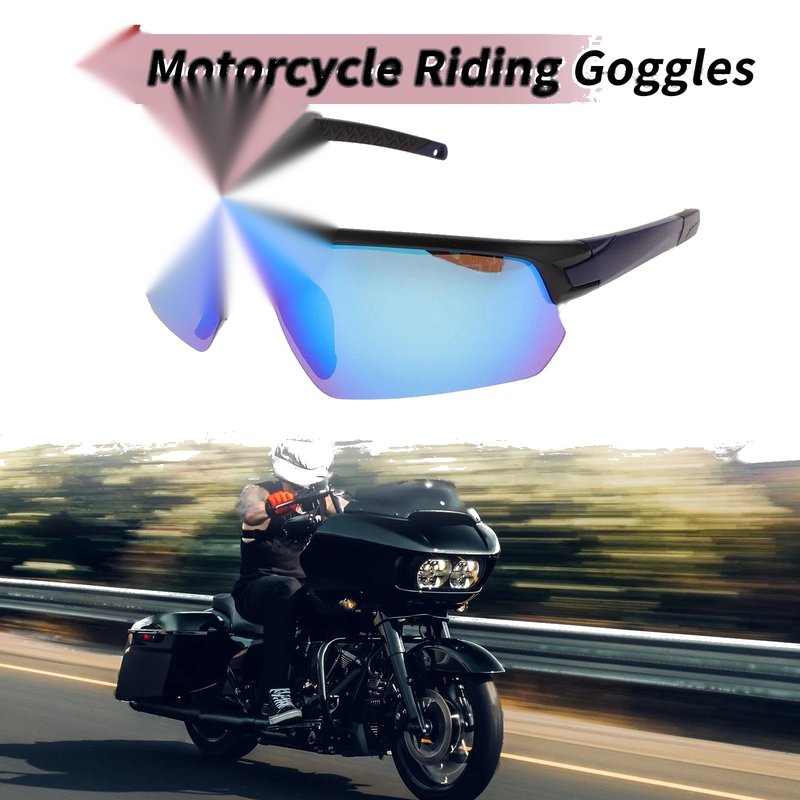 Motorcycle Riding Goggles Blue Lens Black Blue Frame