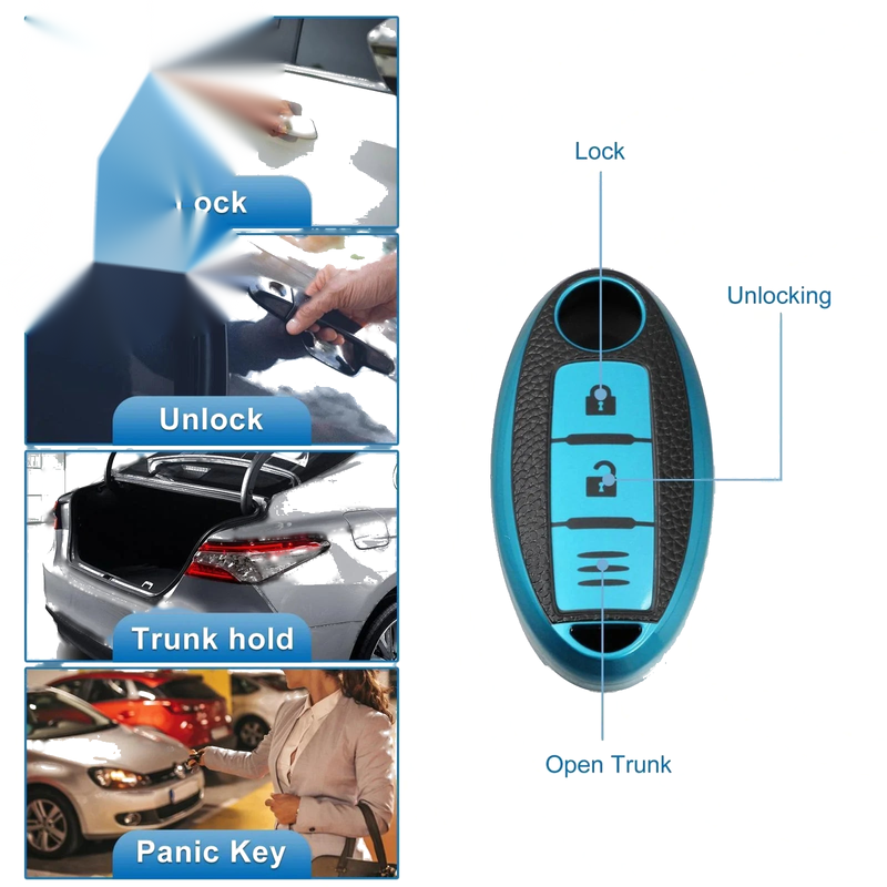 Nissan Sentra (1986-1987) Blue Silicone Key Fob Case Cover