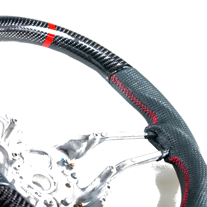 Porsche 911, 718, Boxster, Cayman, Macan Carbon Leather Red Steering Wheel (2016-2023)