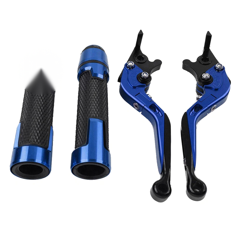 Kawasaki ZX636R Blue Extendable Brake Clutch Levers & Handlebar Grips (2003-2006)