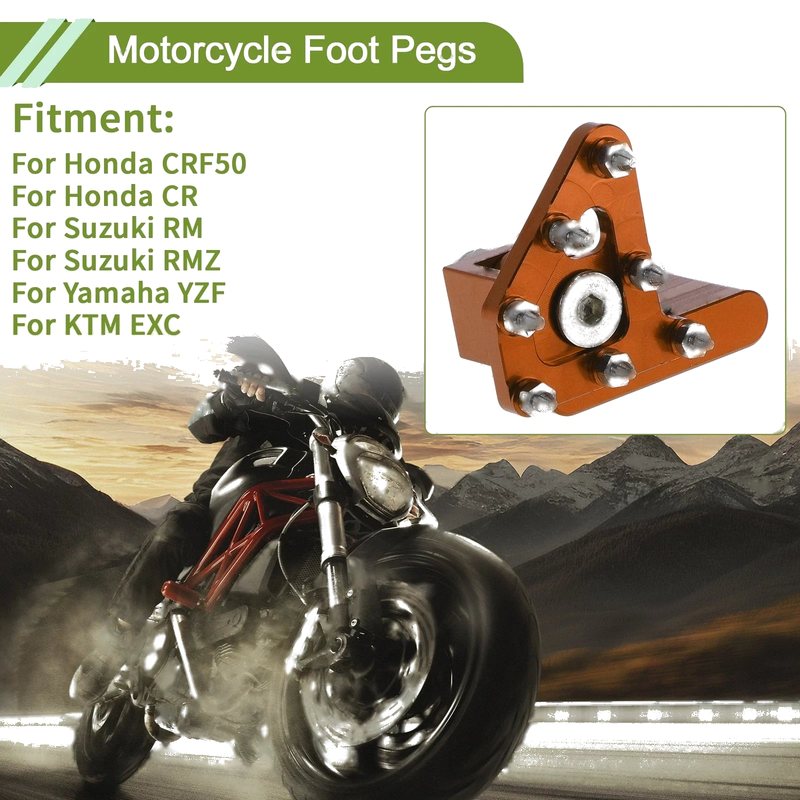 Honda CRF50 Orange Foot Pegs (2004-2023)