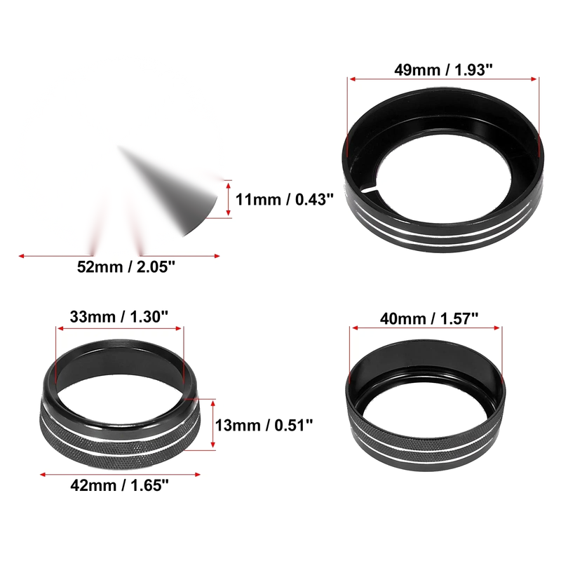 Ford Mustang 3 x Aluminum Alloy Headlight Volume Tune Knob Covers (2015-2023)